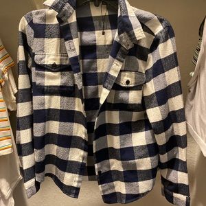 Trendy white and blue flannel